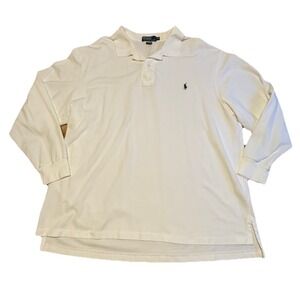Polo Ralph Lauren Shirt Mens 3XB Big Solid White Long Sleeve White Pony